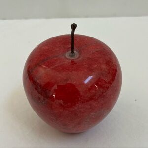 Red Apple Paperweight Stone With Stem Teacher Appreciation Gift Heavy